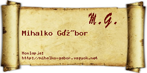 Mihalko Gábor névjegykártya